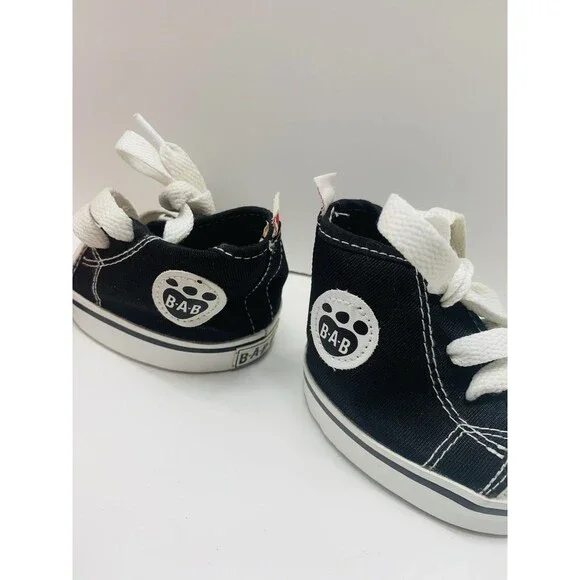 2 Pair Build A Bear High Top Black & White Sneakers Shoes & Pink Sequin Sneakers - Picture 3 of 10